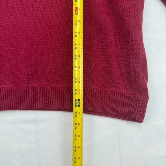 Eddie Bauer Sweater Mens Large Red Tight Knit Ribbed Hem Raglan Sleeve Pullover - Picture 6 of 8